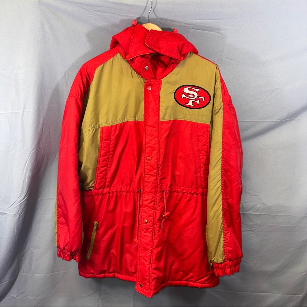 Vintage San Francisco 49ers Jacket Mens Large NFL Football Hooded Niners 90s